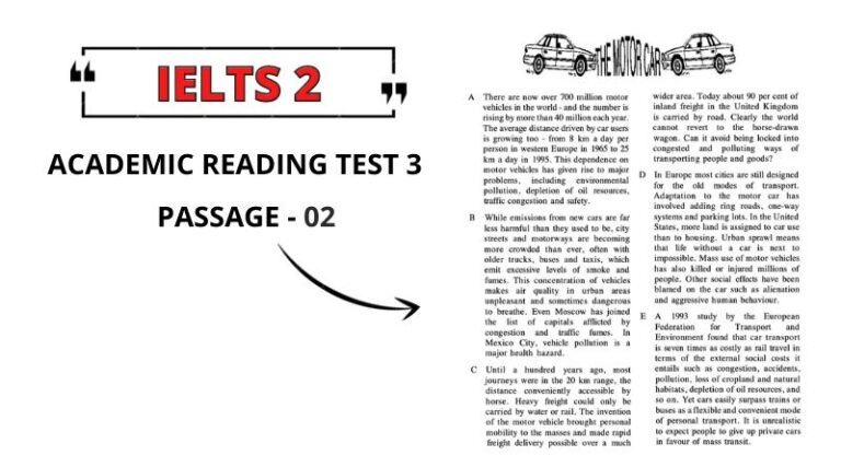 THE MOTOR CAR Reading Answers