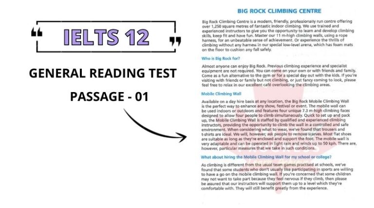 Big Rock Climbing Centre reading answers pdf