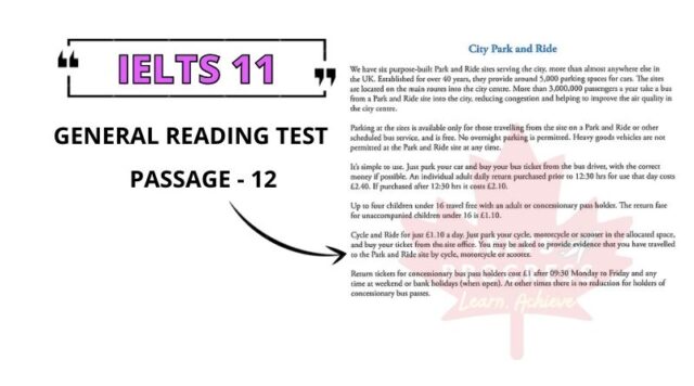 City Park and Ride reading answers pdf