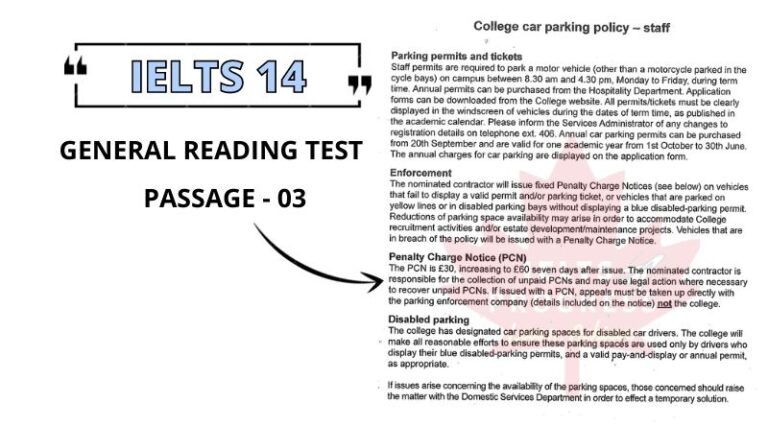 College car parking policy – staff reading answers