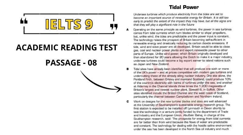 Tidal Power reading answers pdf