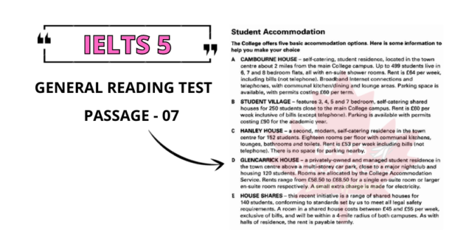 Student Accommodation Reading Answers & PDF